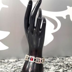 BRIGHTON RETIRED GO RED HEART AWARENESS  8 LINK BLOCK BRACELET NWOT ❤️ 💙